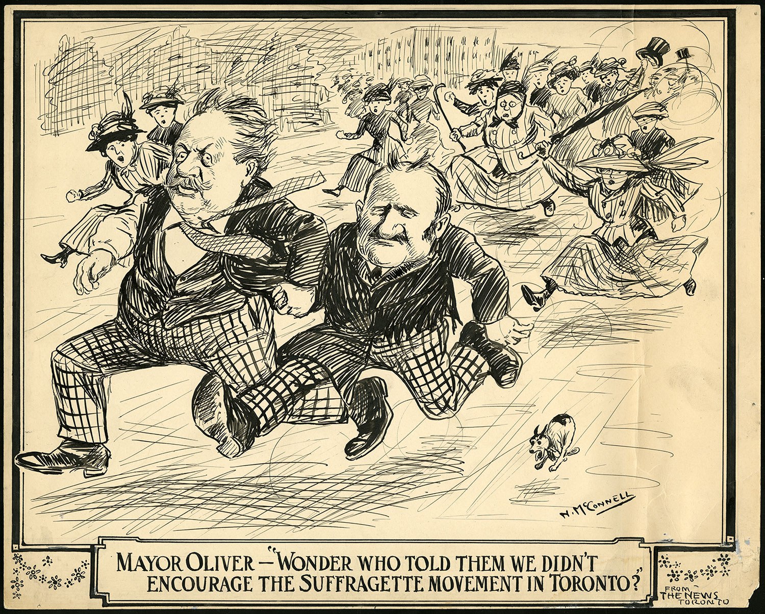 Maire Oliver : « Qui leur a dit que nous n’encouragions pas le mouvement des suffragettes à Toronto? » [photographie], vers 1910, fonds Newton McConnell, C 301-0-0-0-996, Archives publiques de l’Ontario.