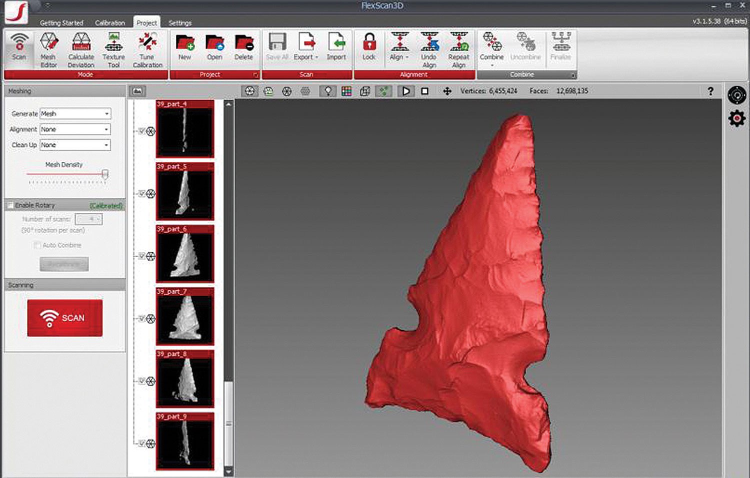 Modélisation d’un artéfact en 3D à partir d’une série d’images.