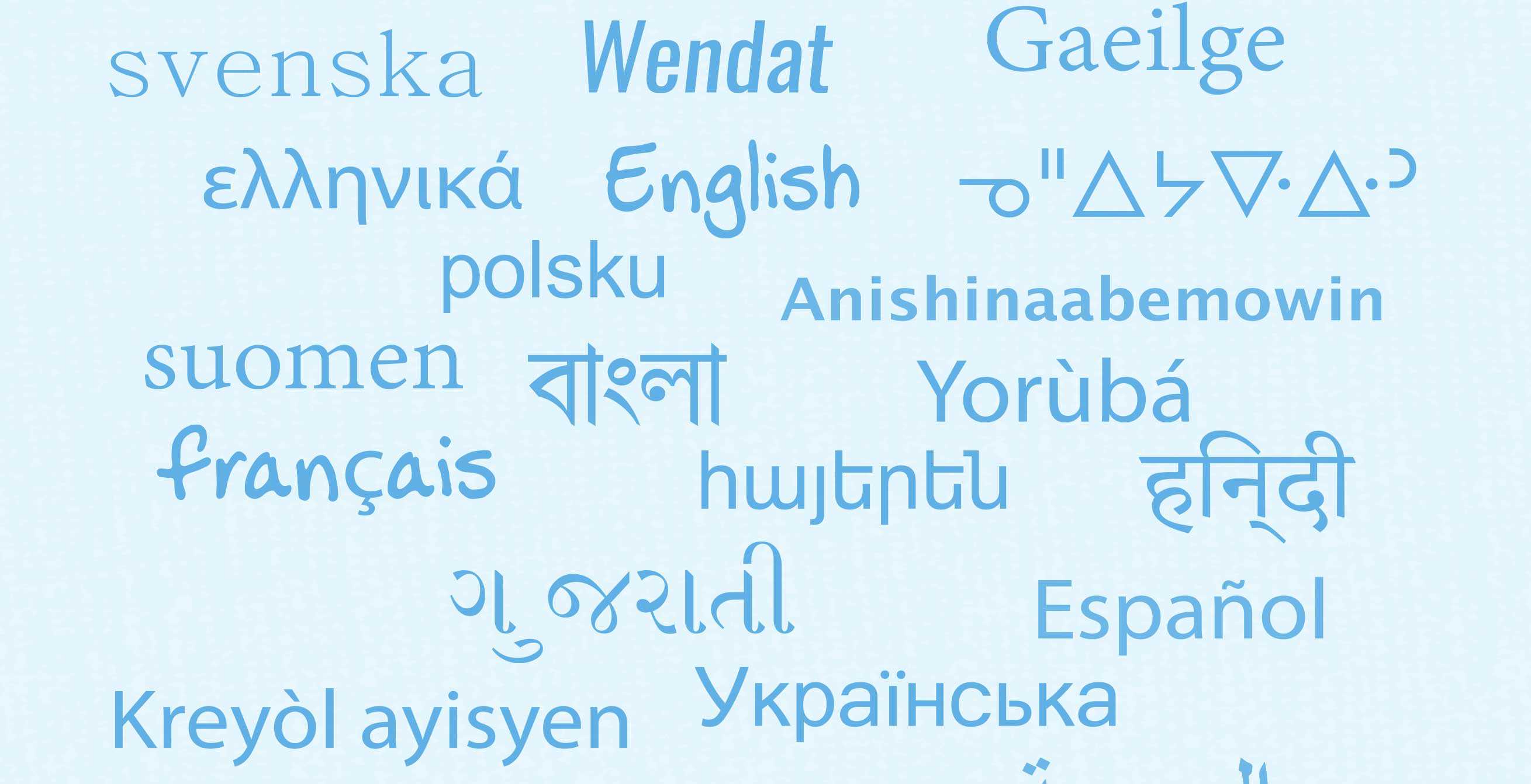 Nuage de mots dans différentes langues