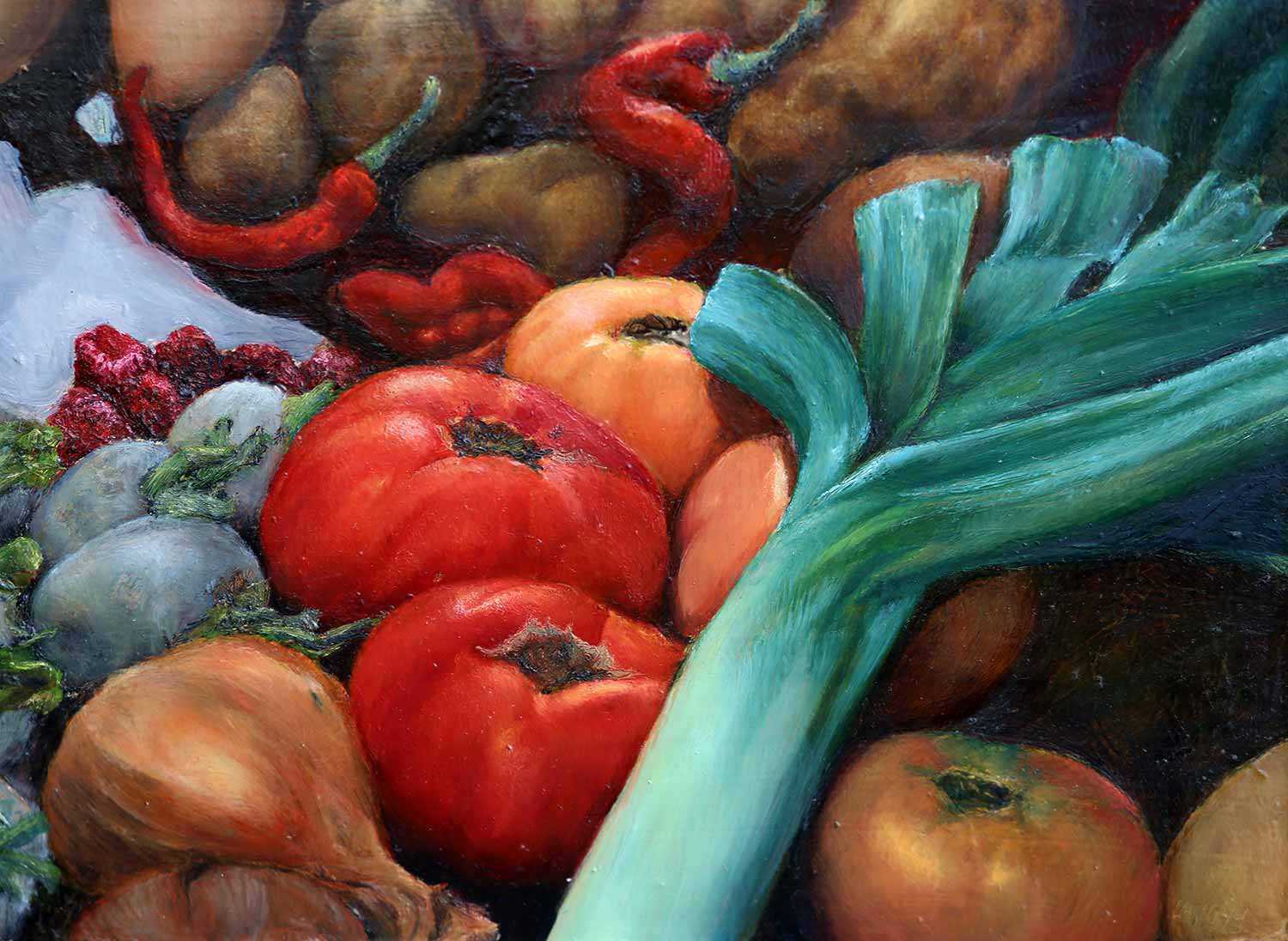 Vegetable Medley (Légumes variés), par Grayden Laing, huile sur panneau